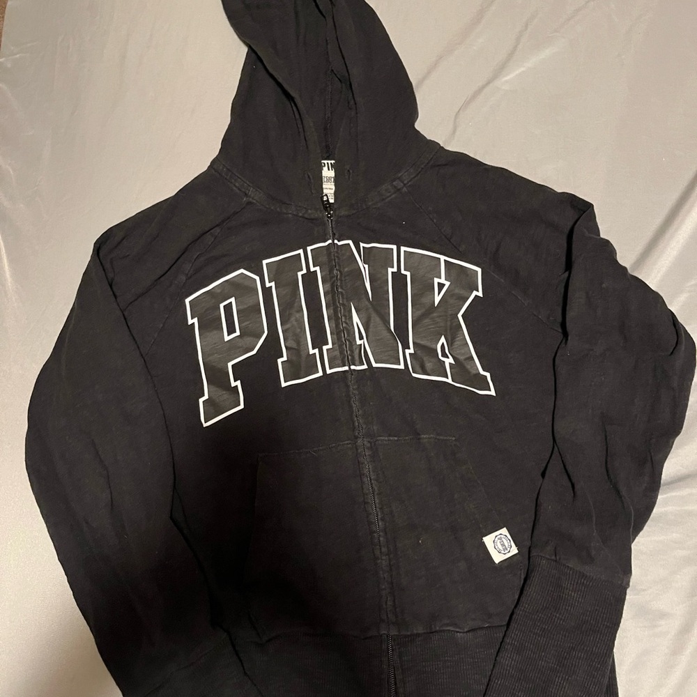 Victoria's Secret Black Hoodie with White Accents
